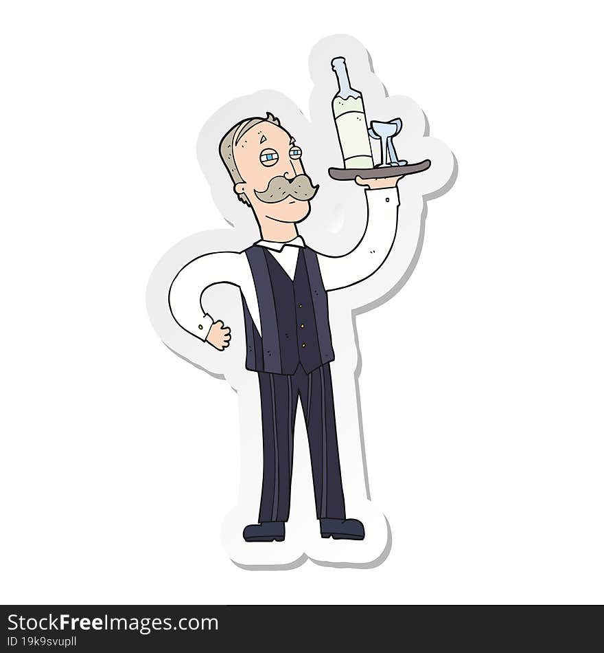 sticker of a cartoon waiter