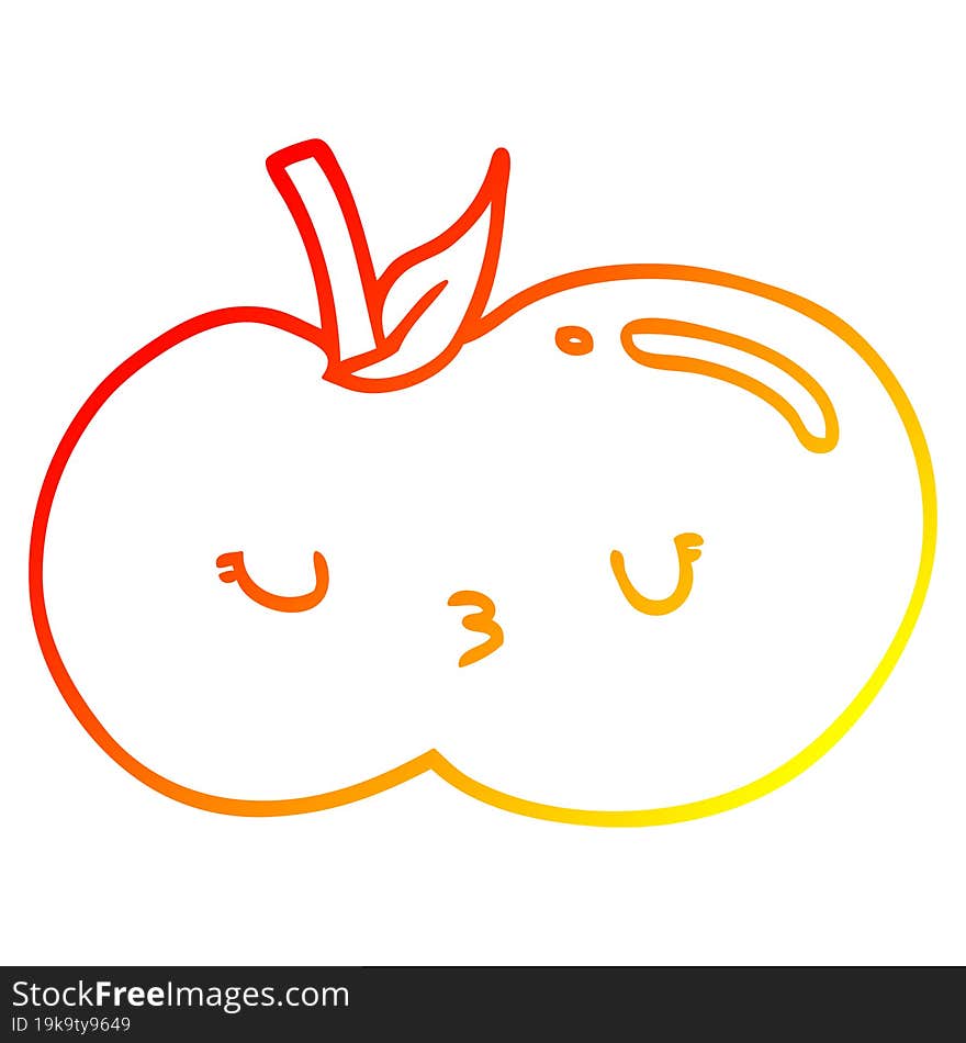 Warm Gradient Line Drawing Cartoon Cute Apple