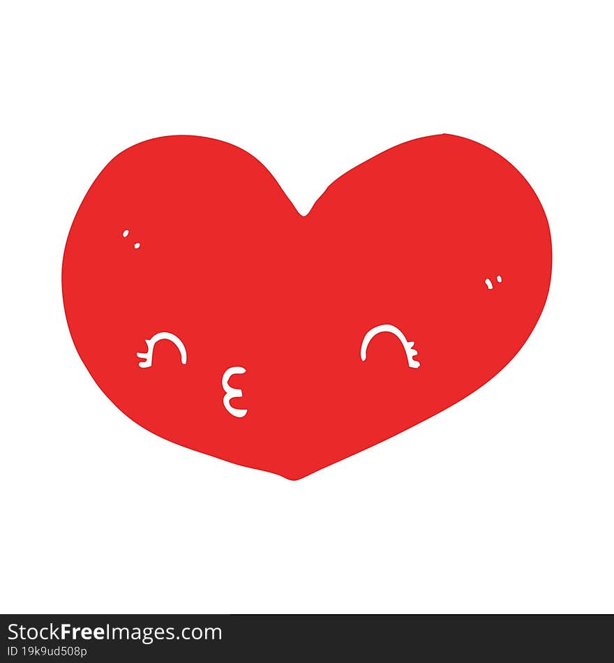 Flat Color Style Cartoon Love Heart