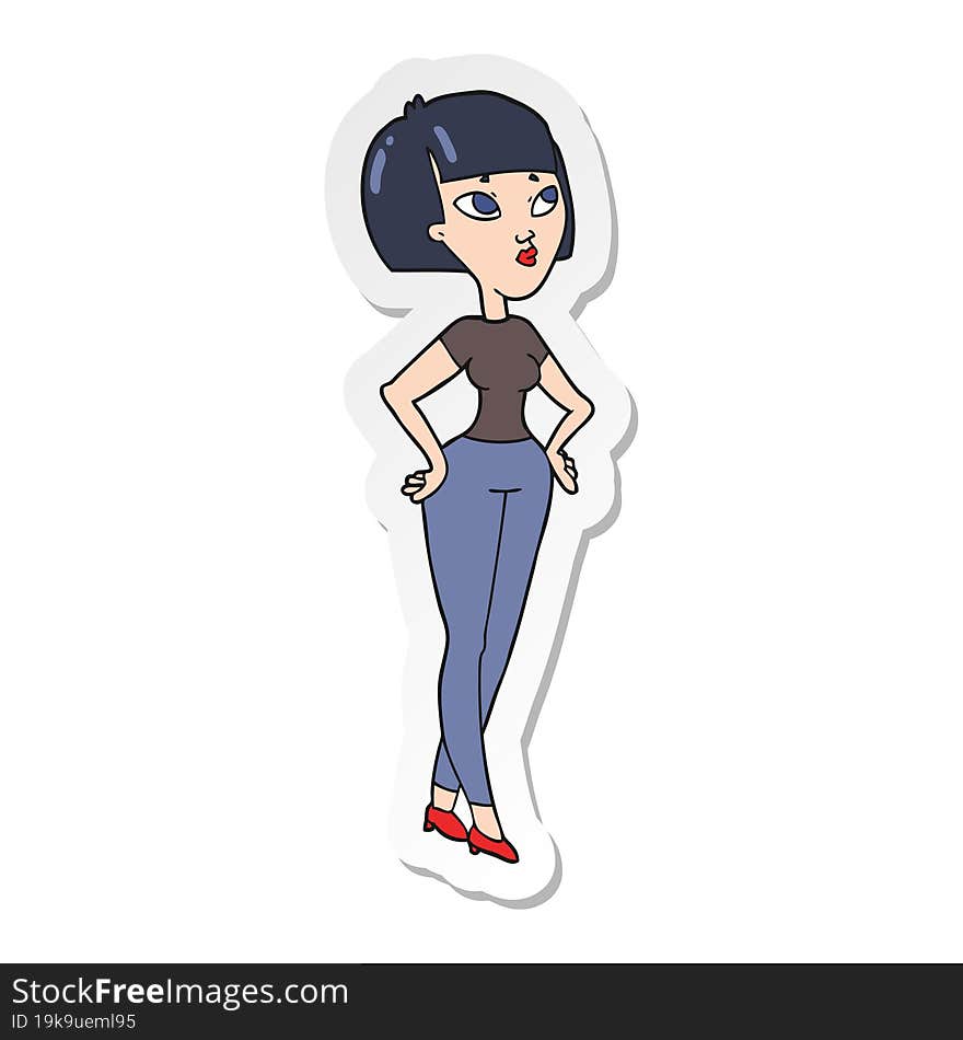 Sticker Of A Cartoon Woman