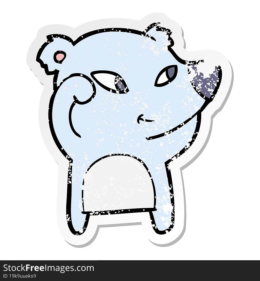 distressed sticker of a cute cartoon bear