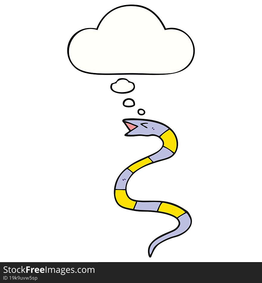 Cartoon Snake And Thought Bubble