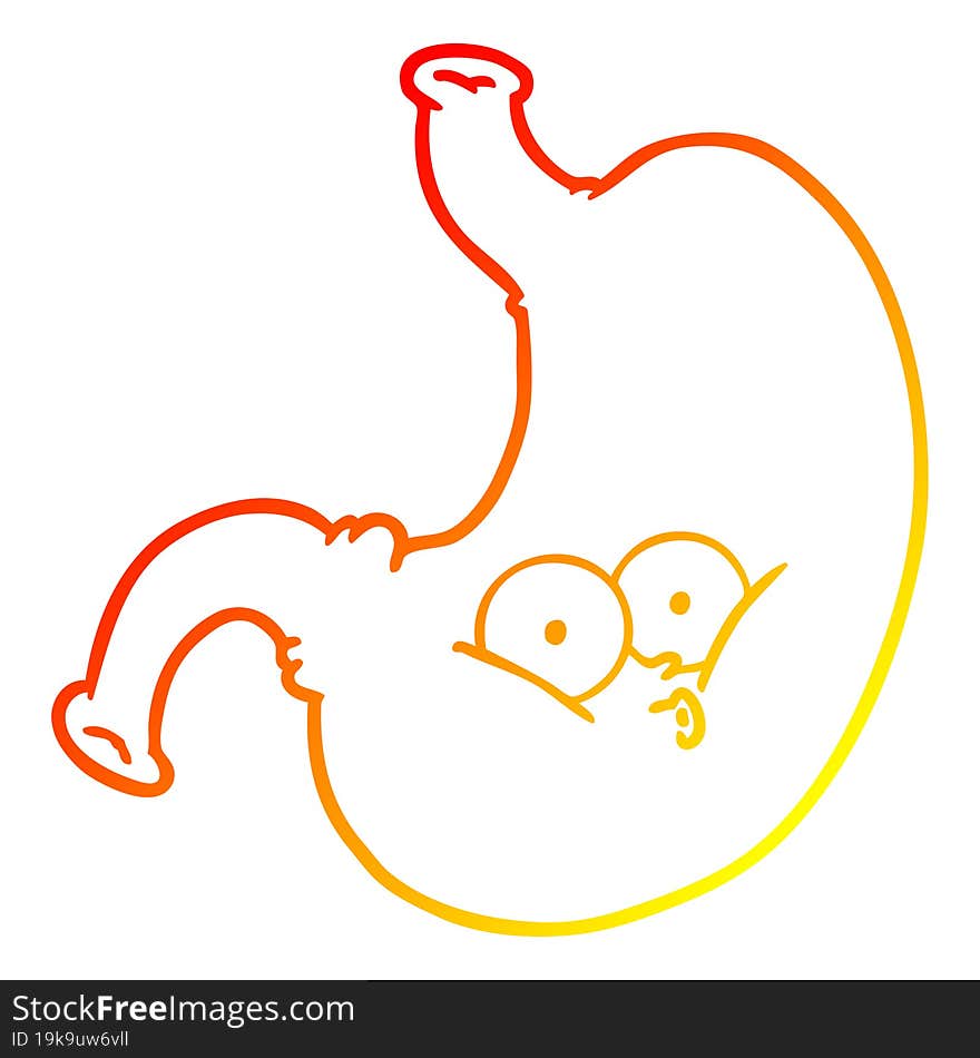 warm gradient line drawing of a cartoon bloated stomach