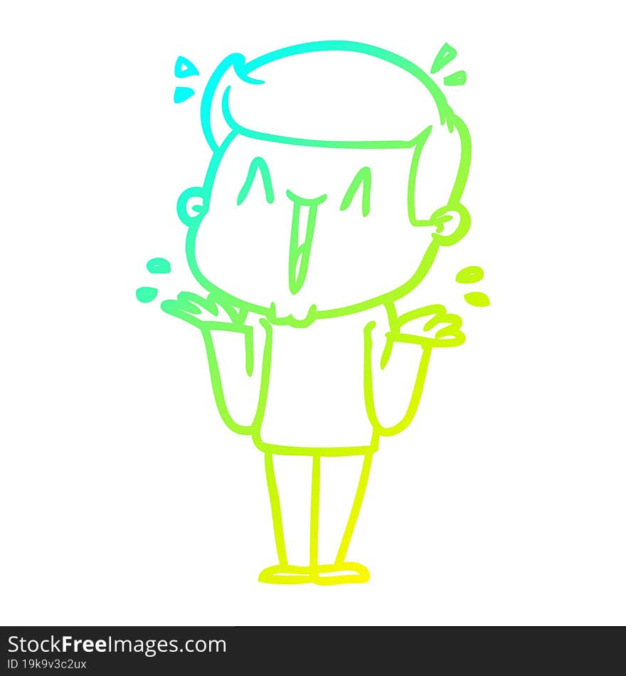 cold gradient line drawing cartoon excited man