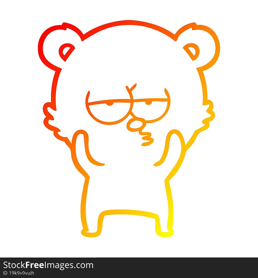 warm gradient line drawing bored polar bear cartoon