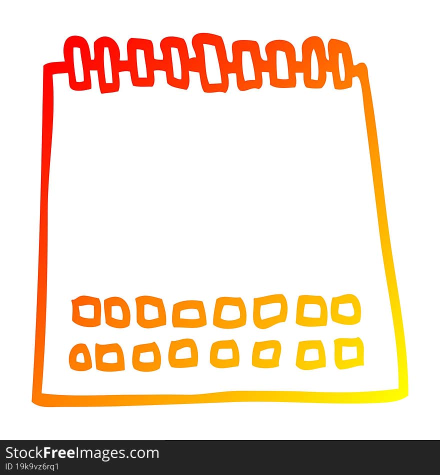 warm gradient line drawing of a cartoon blank calendar