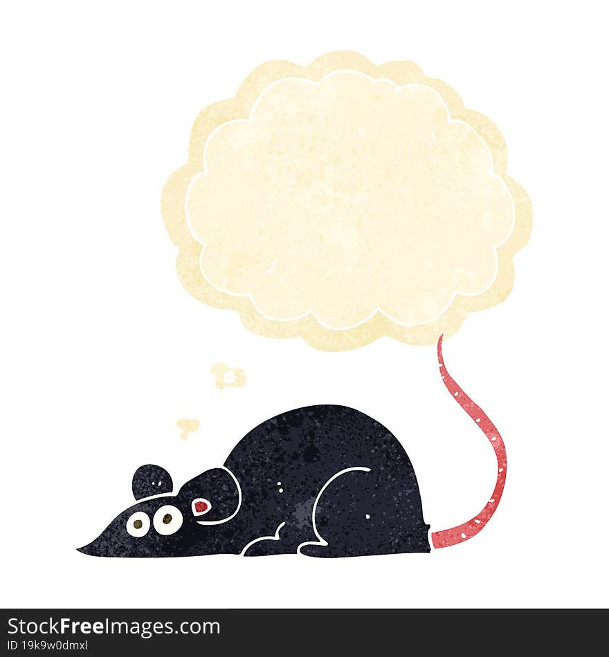 Cartoon Black Rat With Thought Bubble