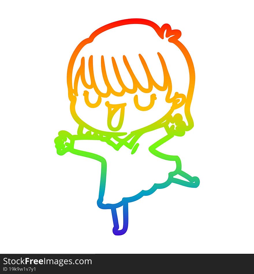 rainbow gradient line drawing of a cartoon woman