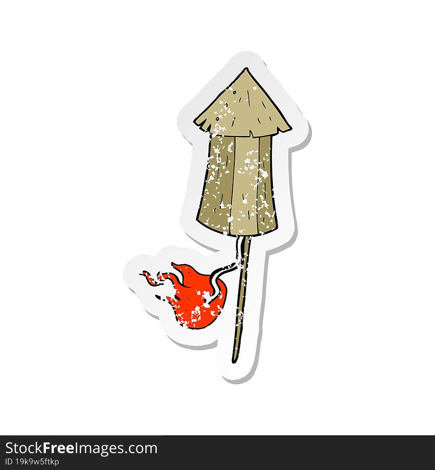 retro distressed sticker of a cartoon old firework rocket