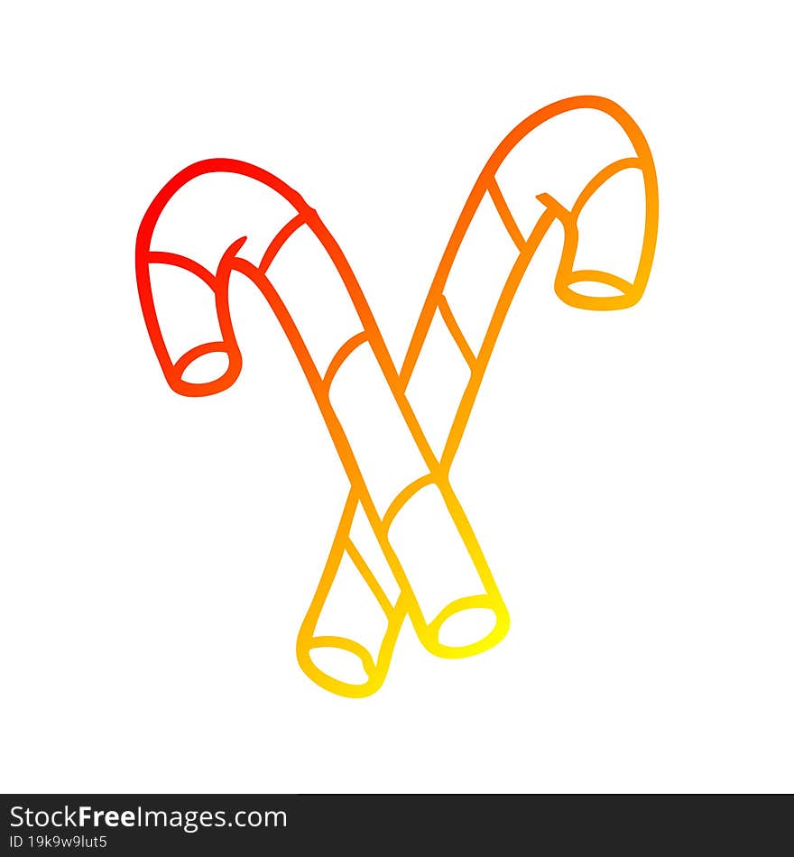 warm gradient line drawing candy canes