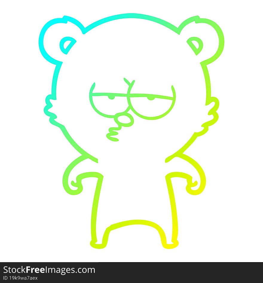 cold gradient line drawing bored bear cartoon