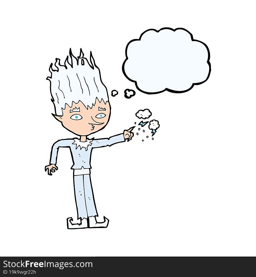 Jack Frost Cartoon With Thought Bubble