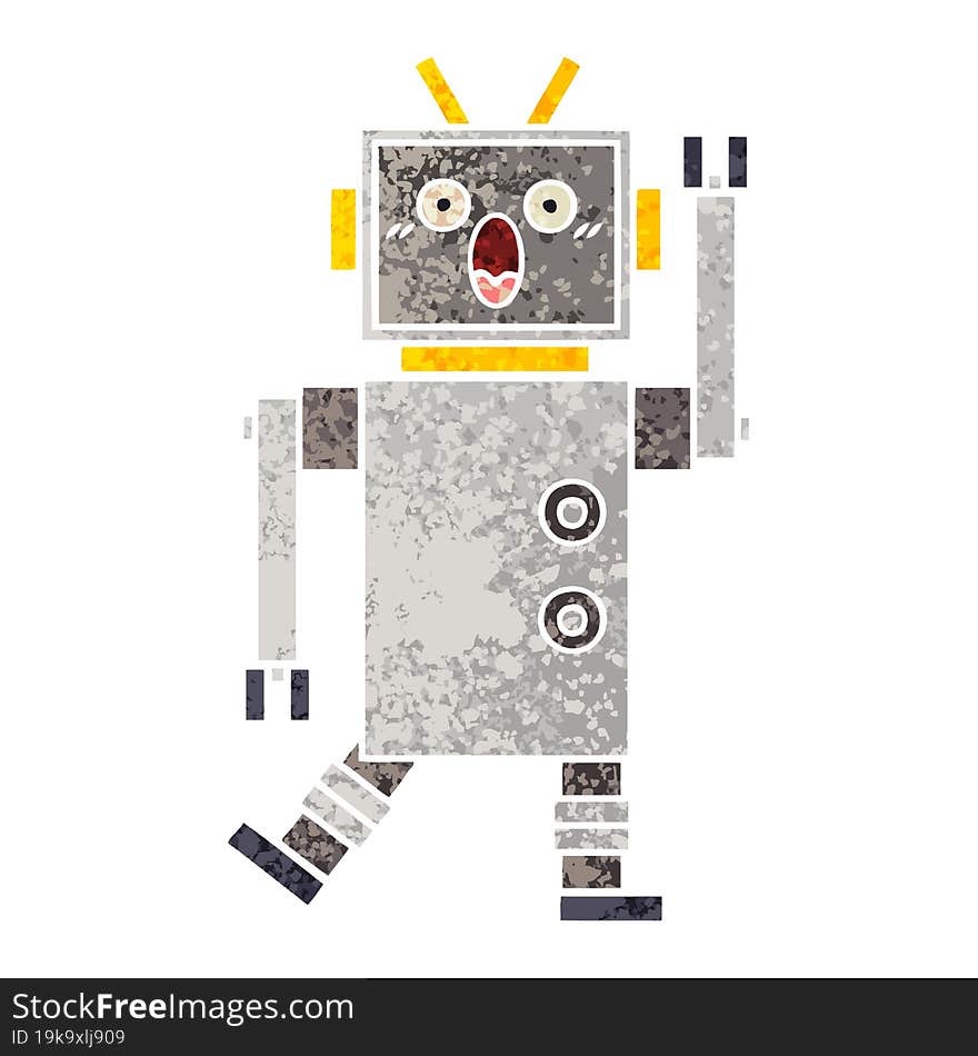 Retro Illustration Style Cartoon Robot