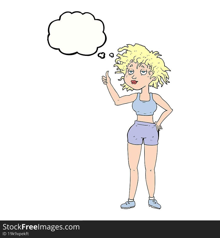 Thought Bubble Cartoon Tired Gym Woman