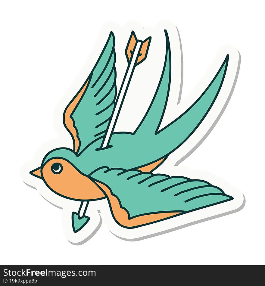 Tattoo Style Sticker Of A Swallow