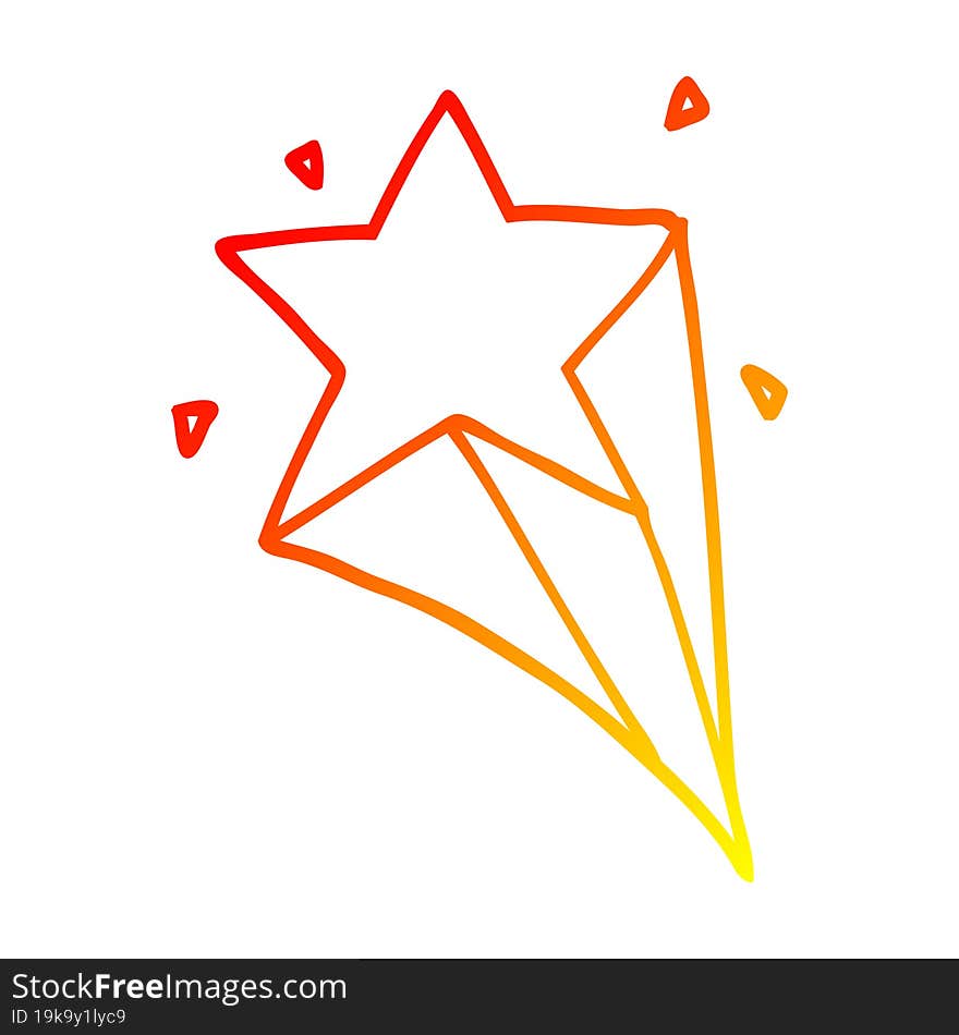 Warm Gradient Line Drawing Cartoon Star