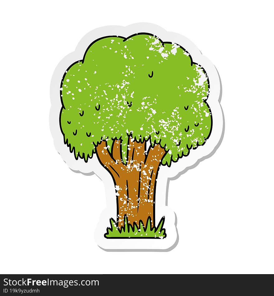 hand drawn distressed sticker cartoon doodle of a summer tree