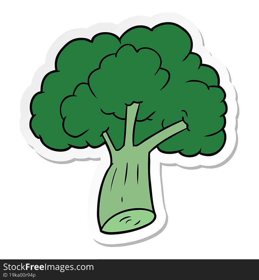 Sticker Of A Cartoon Broccoli