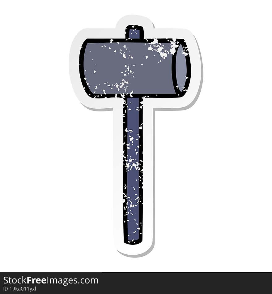 distressed sticker cartoon doodle of a mallet