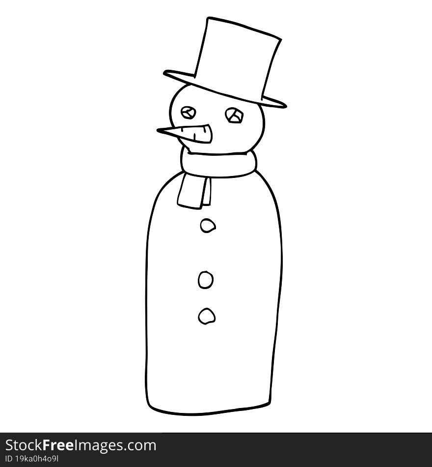 line drawing cartoon snowman