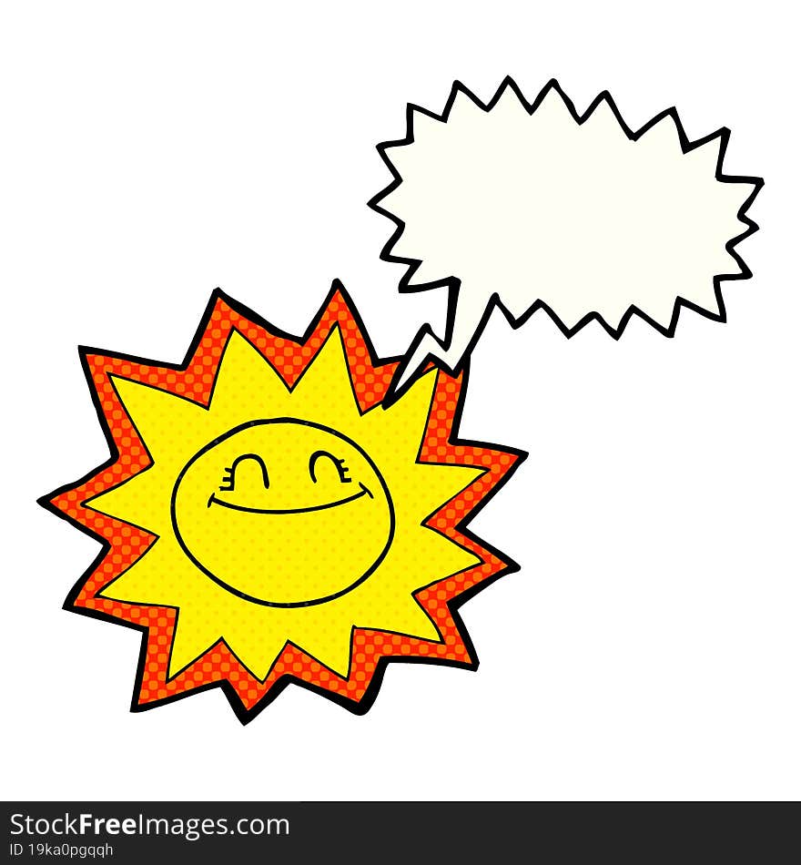 happy comic book speech bubble cartoon sun