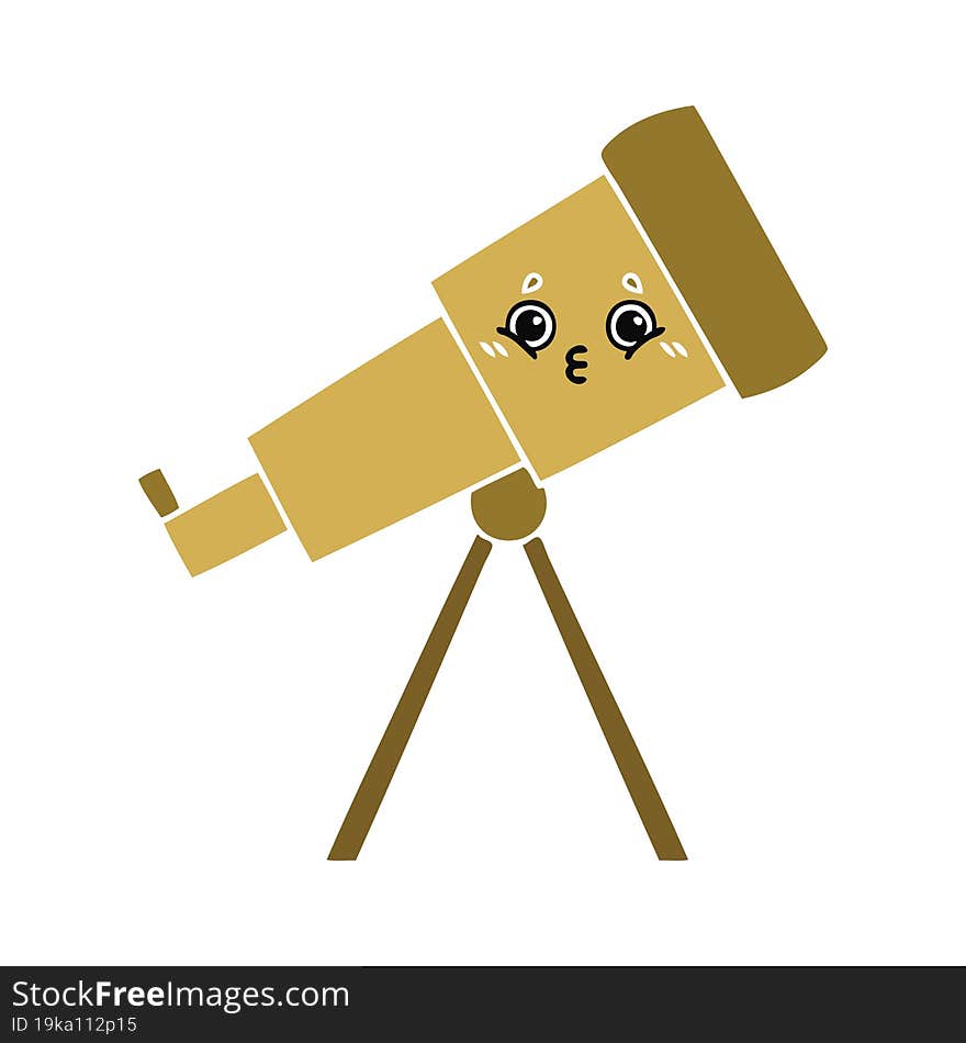 flat color retro cartoon telescope