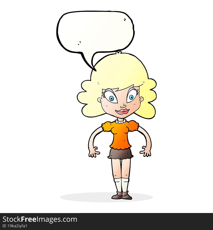 cartoon pretty woman with speech bubble