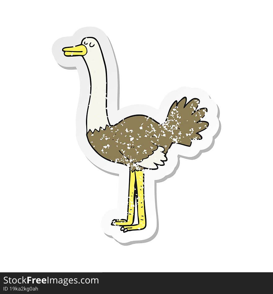 retro distressed sticker of a cartoon ostrich