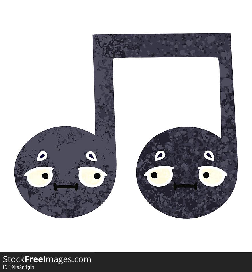 Retro Illustration Style Cartoon Musical Note