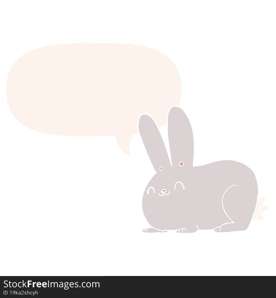 cartoon rabbit with speech bubble in retro style