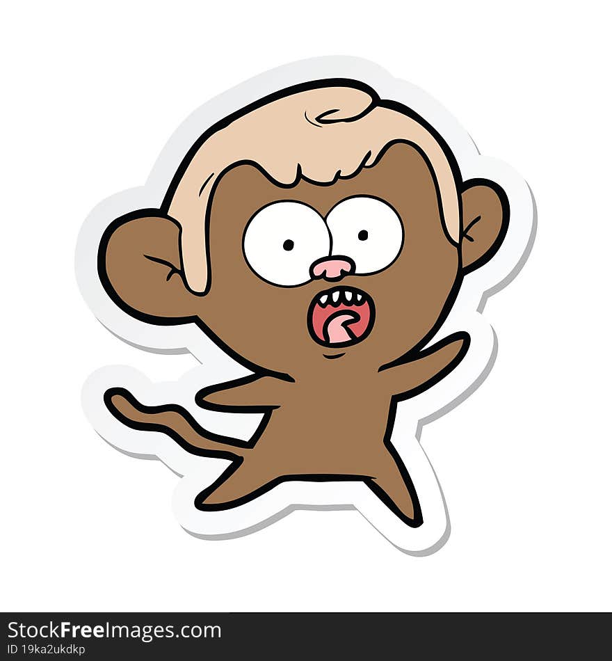 Sticker Of A Cartoon Shocked Monkey