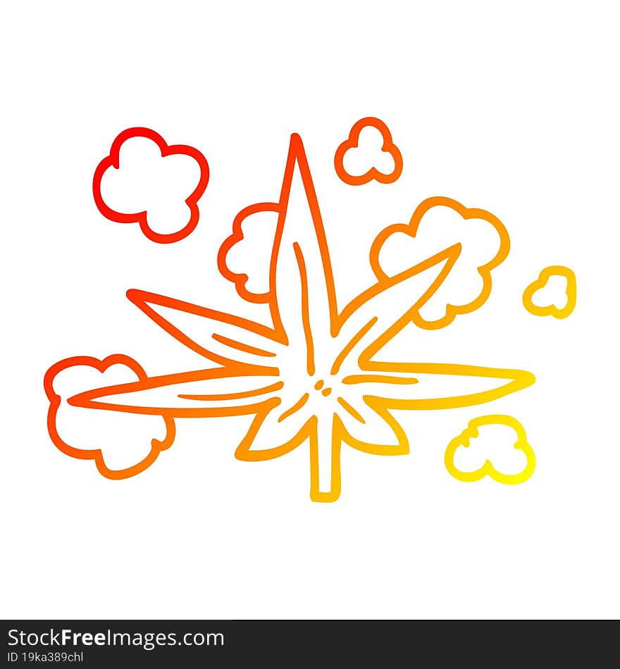 warm gradient line drawing cartoon marijuana leaf