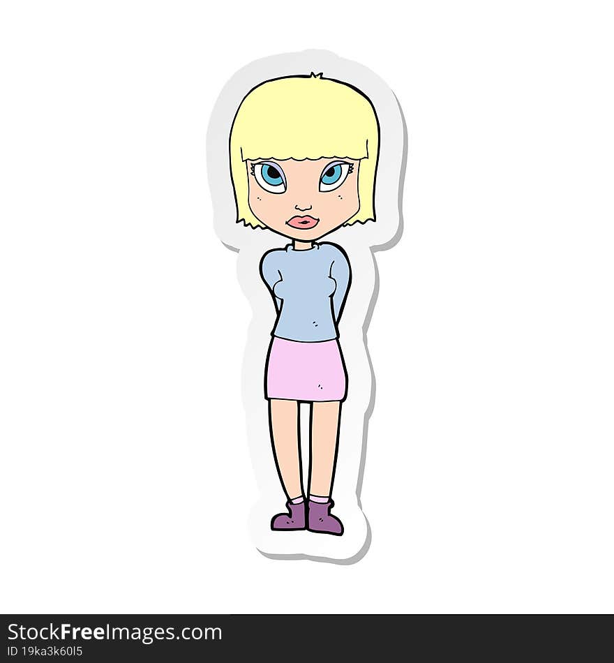 Sticker Of A Cartoon Woman Standing