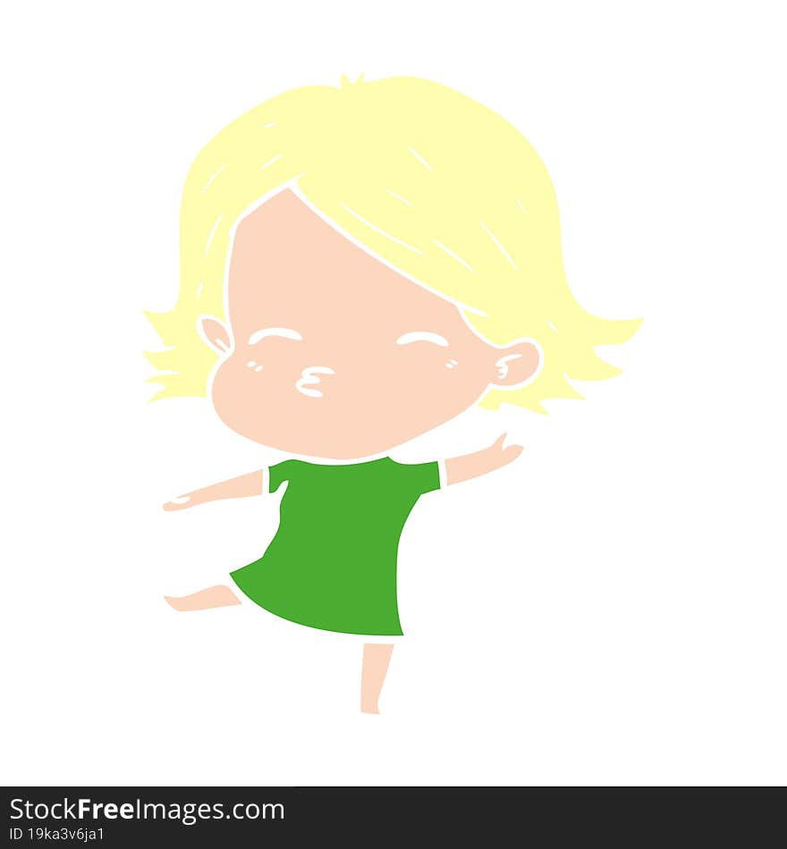 Flat Color Style Cartoon Woman Dancing