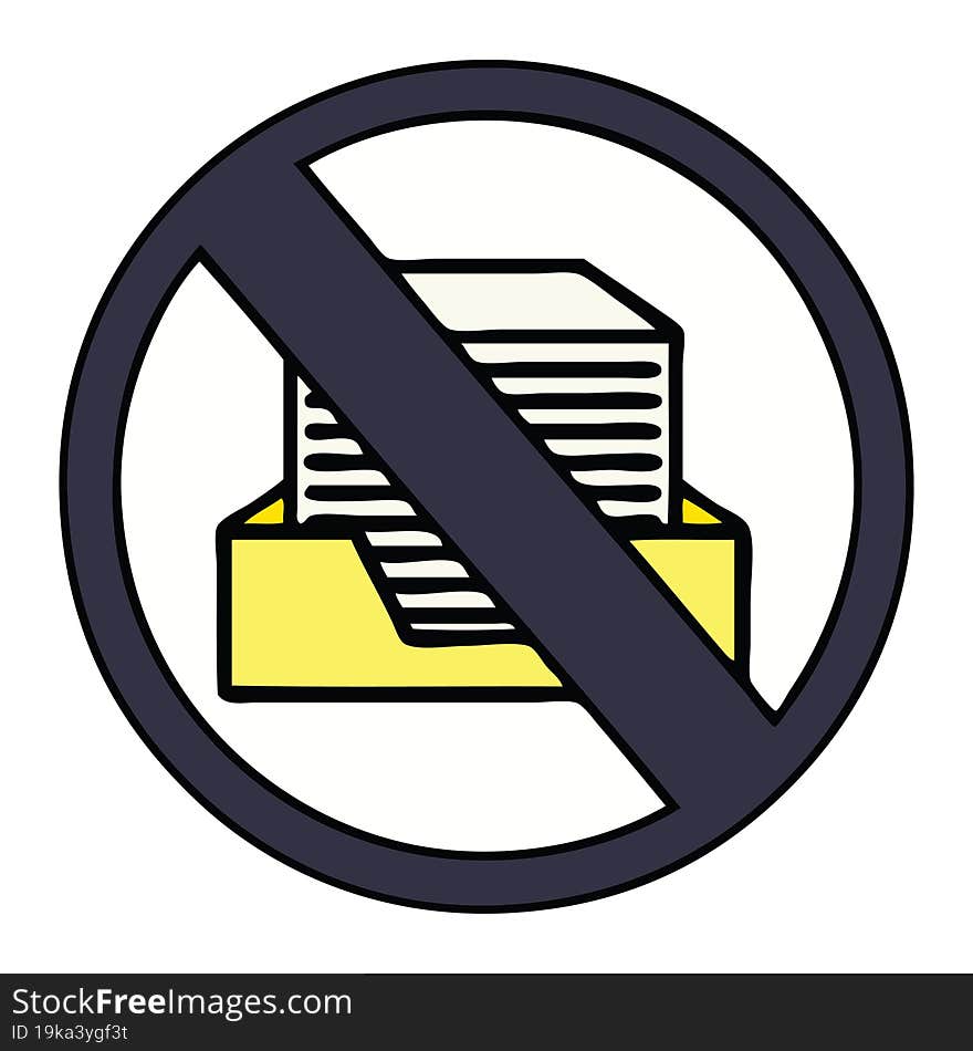 Cute Cartoon Paper Ban Sign