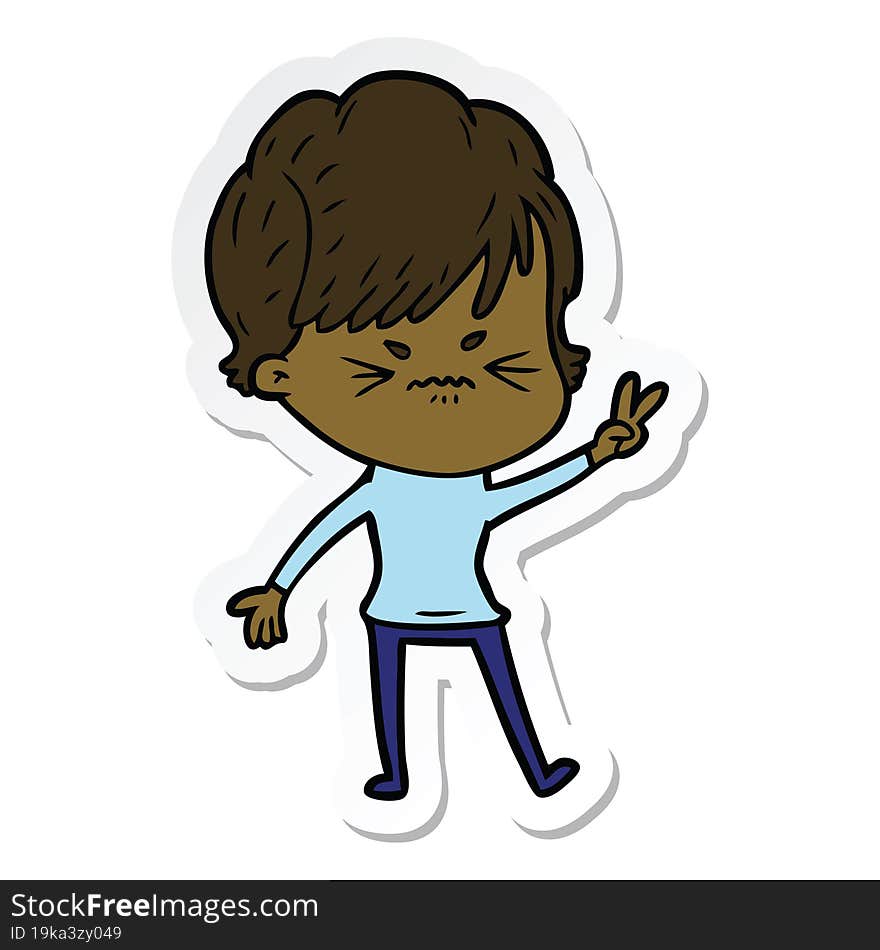 Sticker Of A Cartoon Frustrated Woman