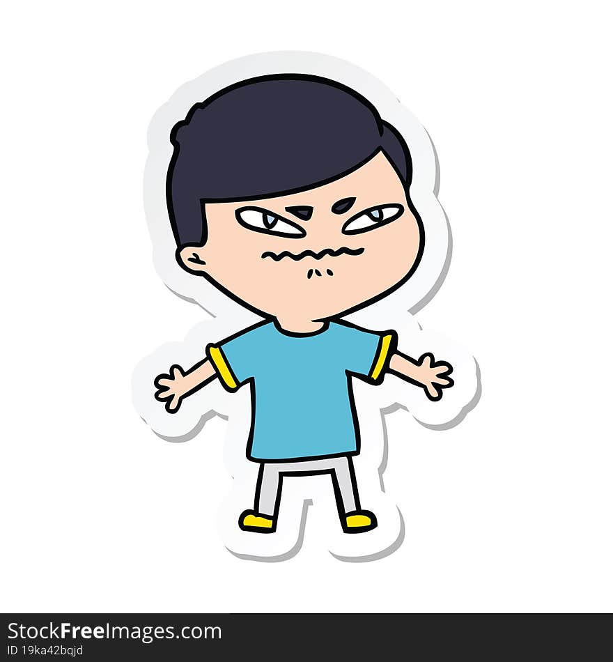 sticker of a cartoon exasperated man