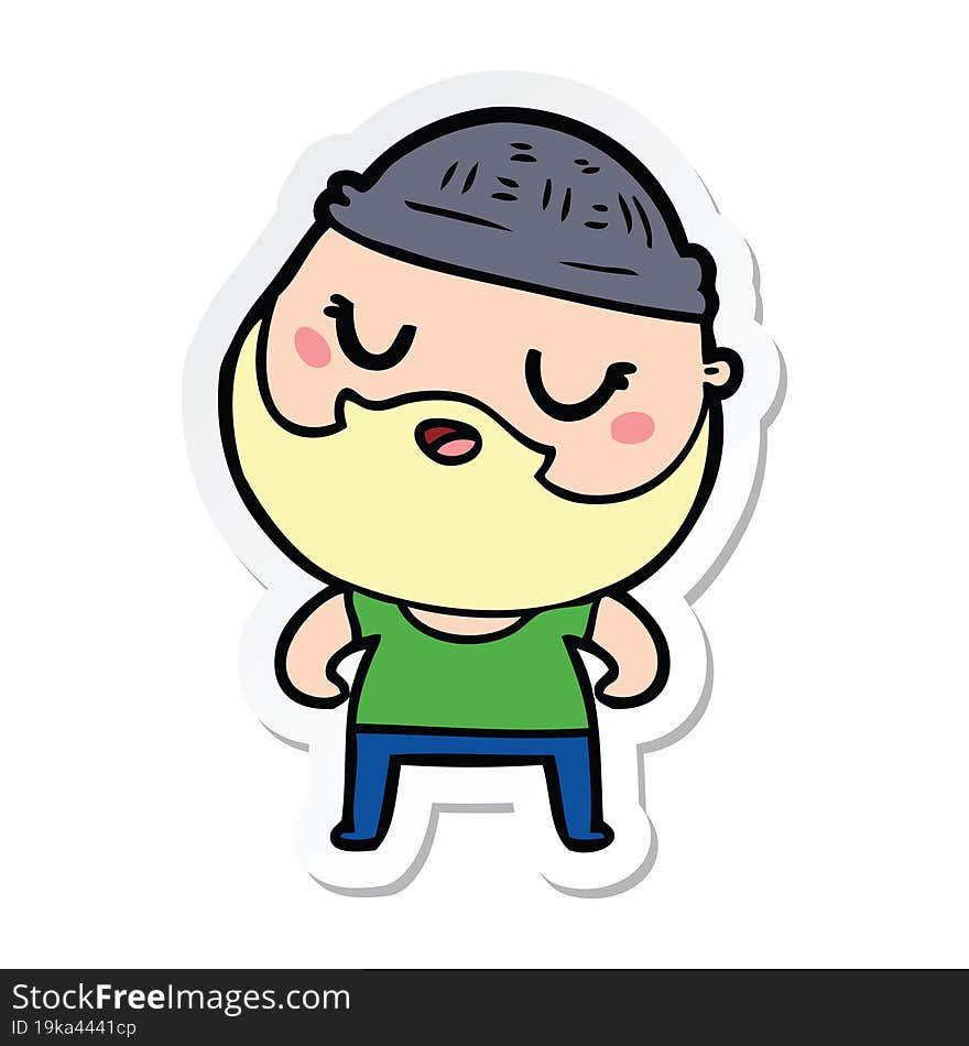 sticker of a cute cartoon man with beard