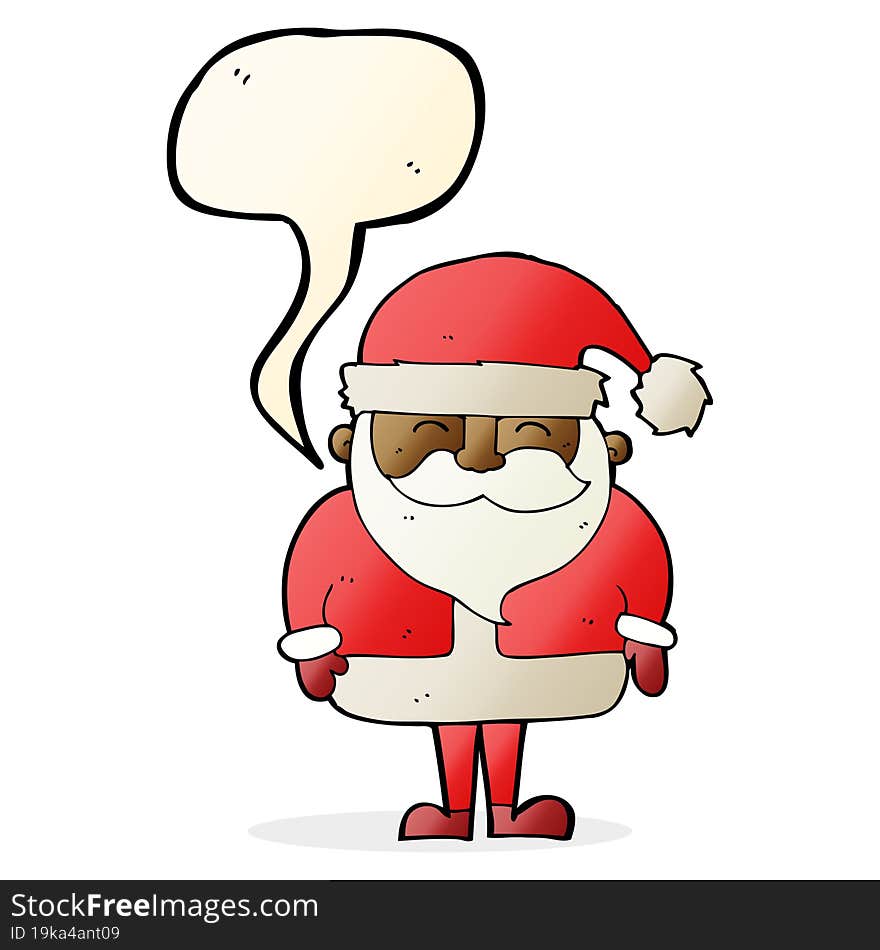 cartoon santa claus with speech bubble