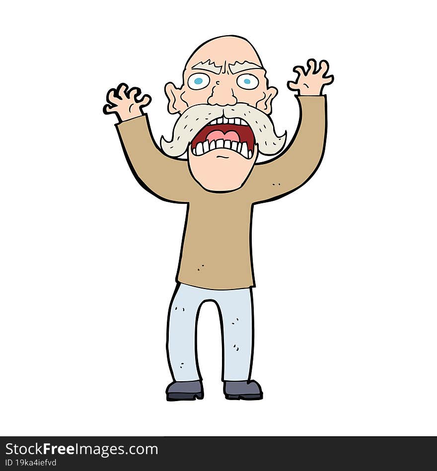 Cartoon Angry Old Man