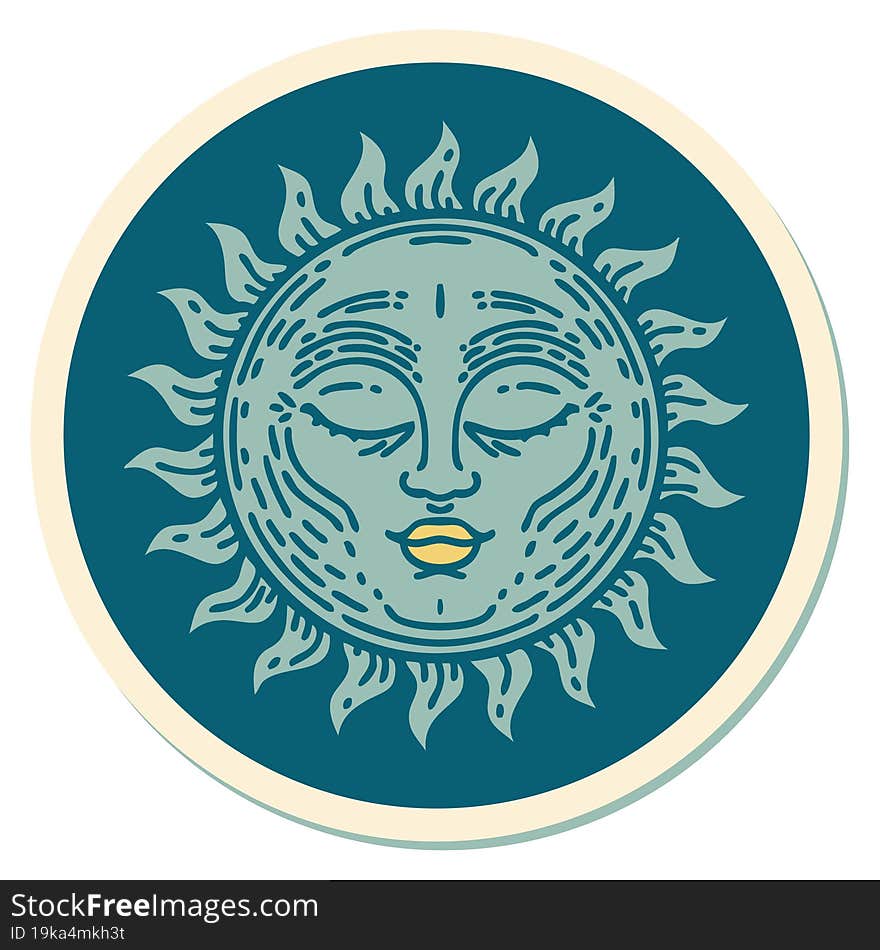 Tattoo Style Sticker Of A Sun