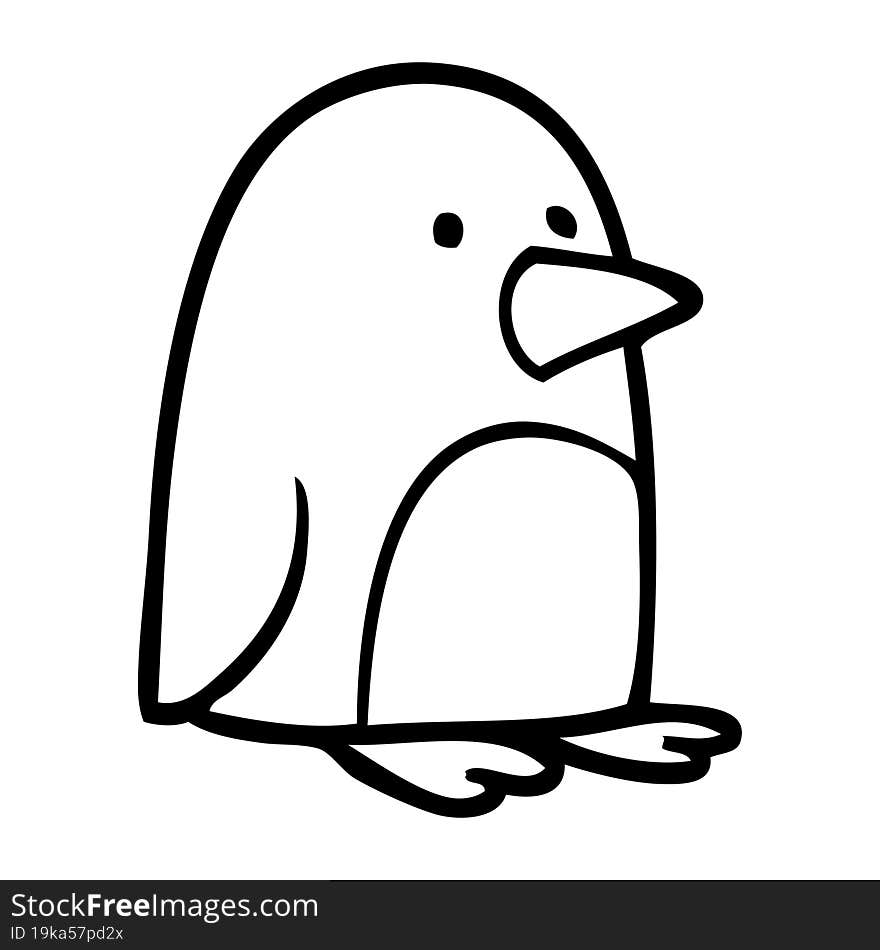 line drawing cartoon small penguin