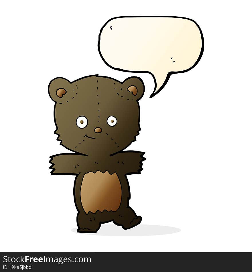 cartoon cute black bear with speech bubble