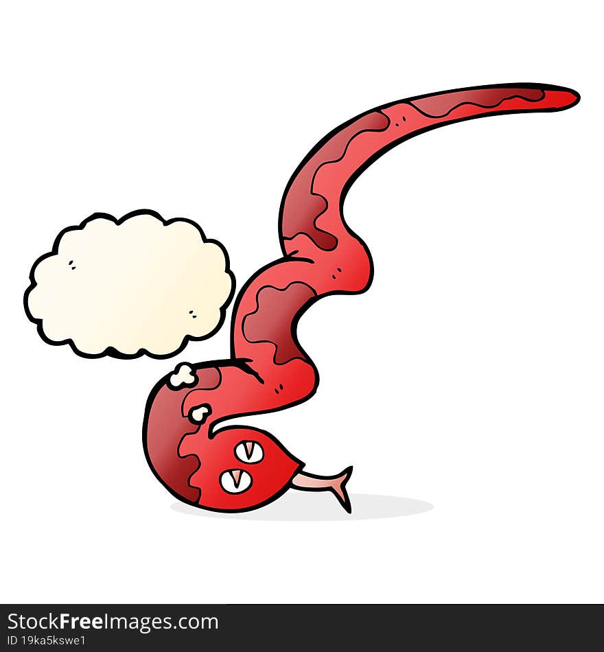 cartoon hissing snake with thought bubble