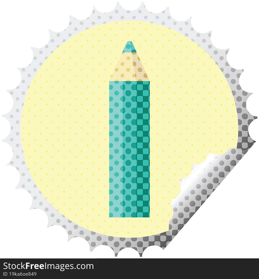 green coloring pencil round sticker stamp