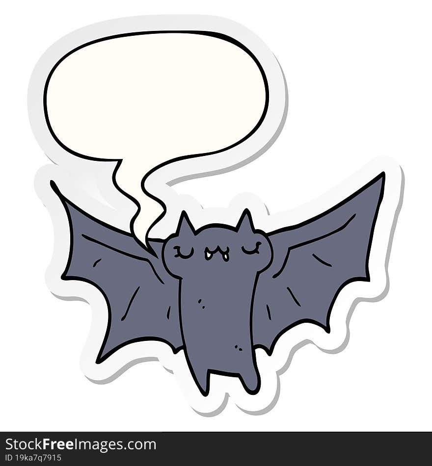 cute cartoon halloween bat with speech bubble sticker