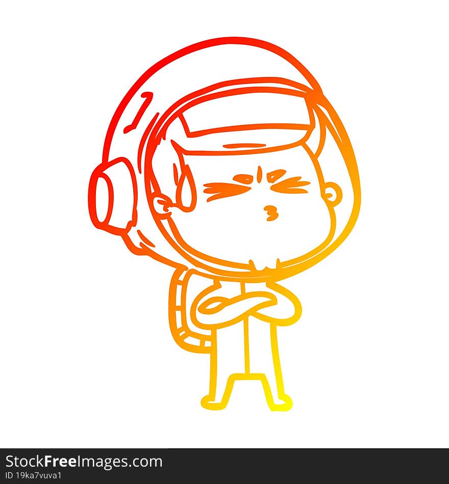 warm gradient line drawing cartoon stressed astronaut