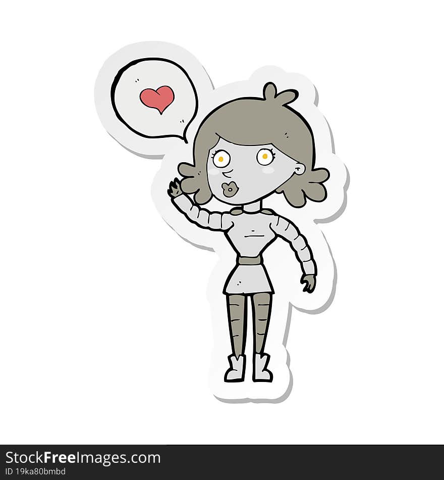 sticker of a cartoon robot woman