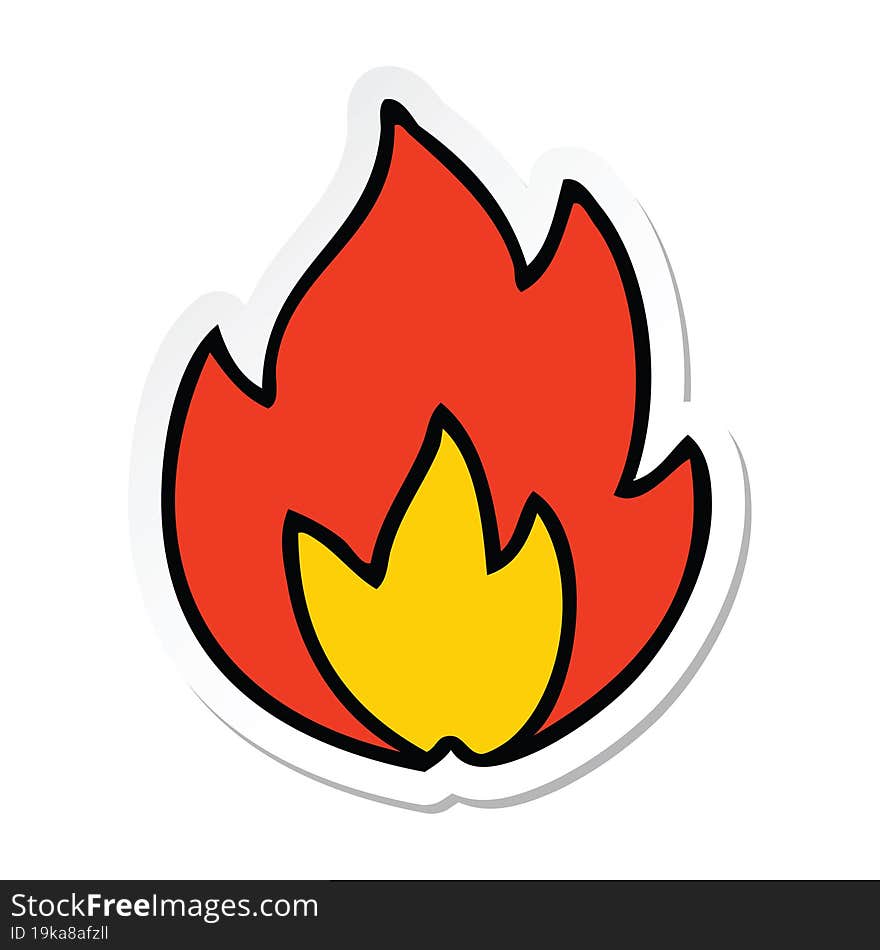 Sticker Of A Cute Cartoon Fire