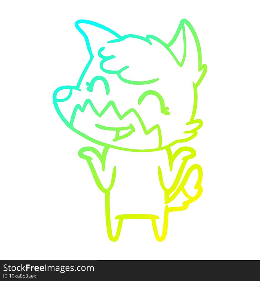 cold gradient line drawing happy cartoon fox